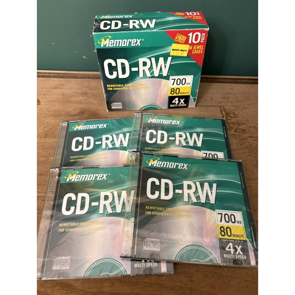 Memorex CD-RW 4 Pack 4 X 80 Min 700 MB Rewritable Compact Discs Jewel Cases New